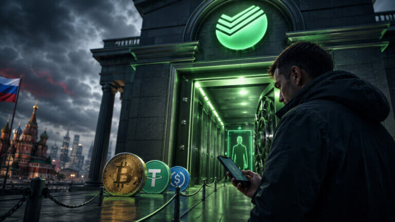 Sberbank crypto wallet interface highlighting Russia's bank-controlled digital asset on-ramp initiative