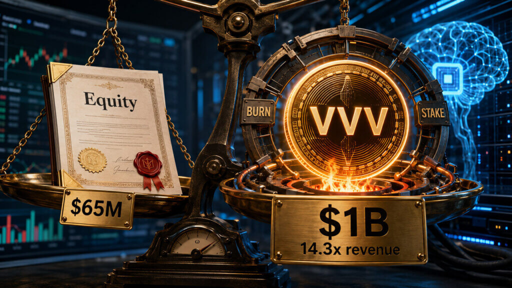VVV equity burn and stake valuation scale showing Venice's capital structure after its $65 million funding round