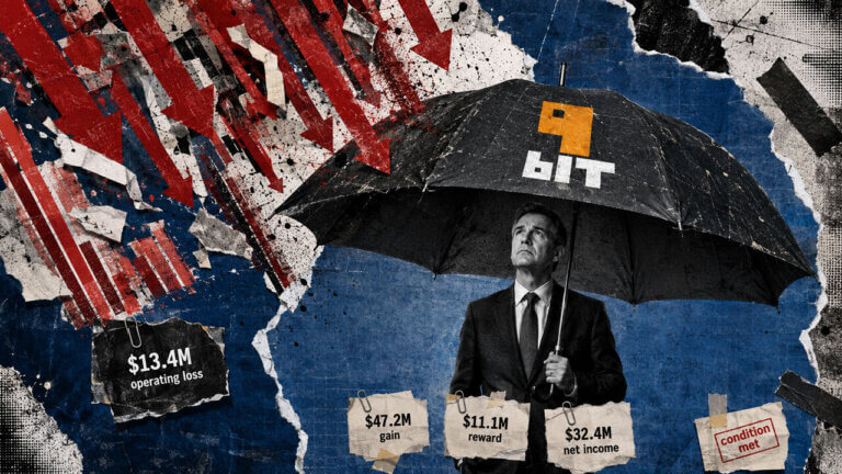 Executive shelters beneath a 9BIT umbrella as token gains offset a $13.4M operating loss and support $32.4M quarterly net income.