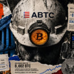 American Bitcoin mining collage with ABTC hard hat, Bitcoin symbol, $144.088M share-sale proceeds, 932 BTC mined, and financial evidence.