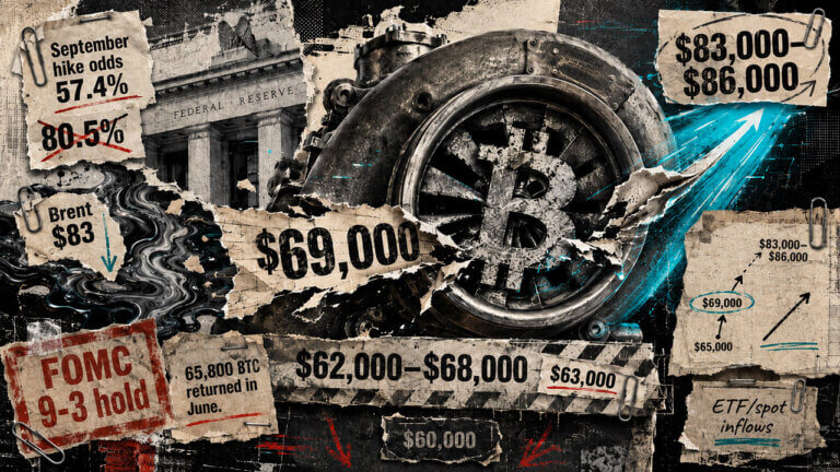 Bitcoin turbine tears through the $69,000 barrier as Fed odds, oil prices, ETF flows, and support levels shape a path toward $84,000.