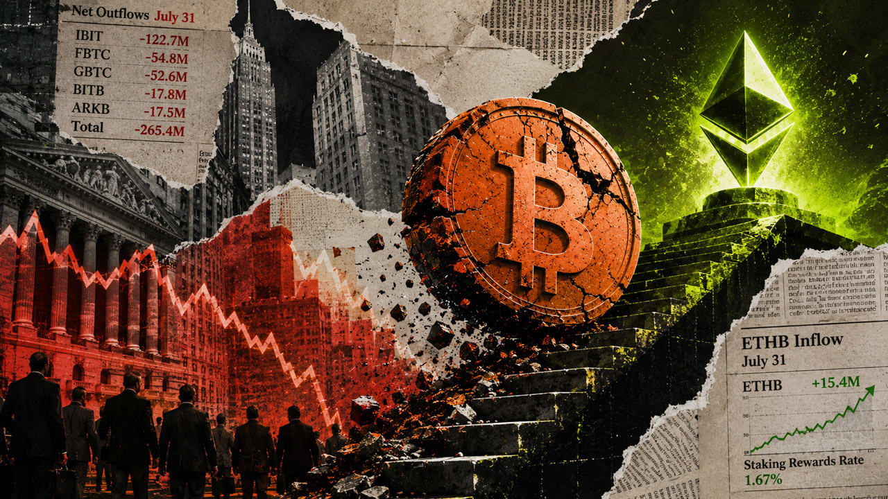 Bitcoin ETFs just bled $265M in a brutal 24 hours, and Ethereum’s supposed rescue is another BlackRock illusion