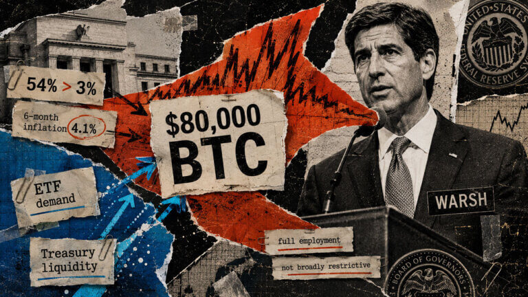 Warsh faces Bitcoin near $80,000 as ETF demand and Treasury liquidity collide with persistent Fed inflation signals.