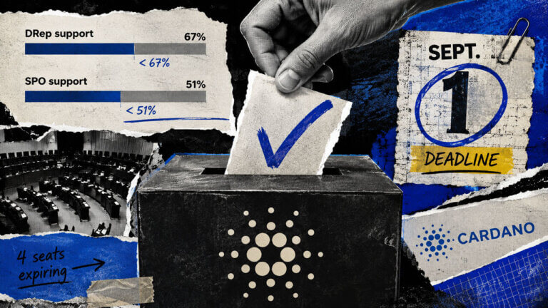 Cardano ballot-box collage showing committee voting pressure, two unmet thresholds, four expiring seats, and a Sept. 1 deadline.