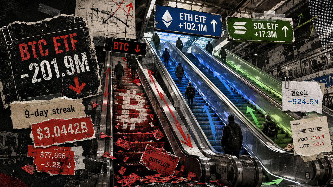 Bitcoin ETF inflows snap after $3 billion streak as ETH, XRP and Solana keep buying