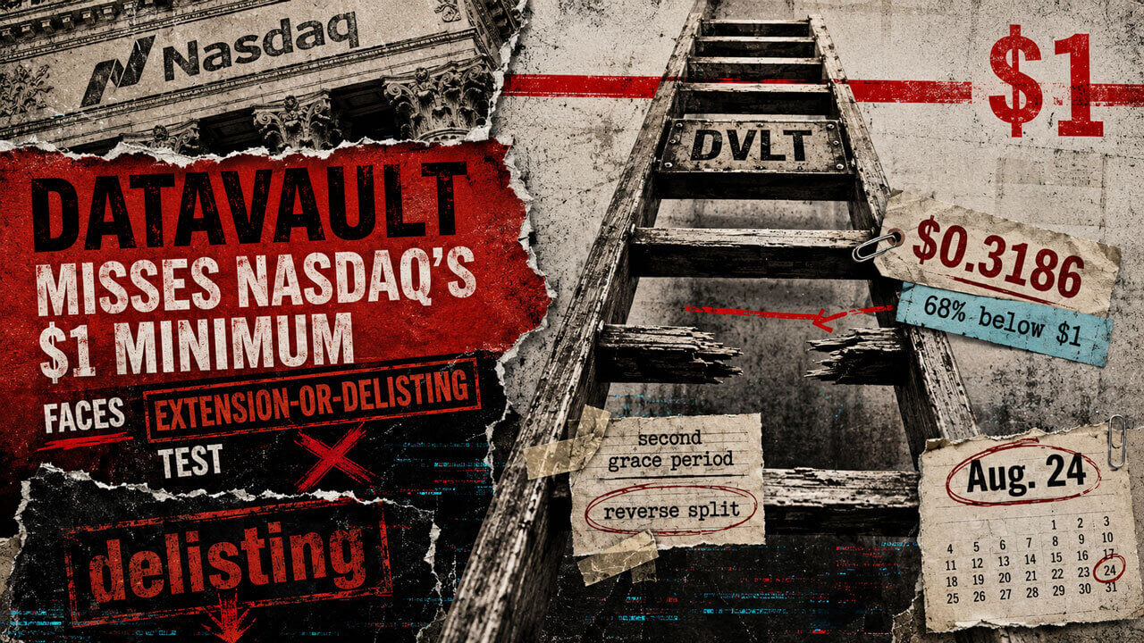 Datavault hits Nasdaq deadline 68% below $1 as extension or delisting decision looms