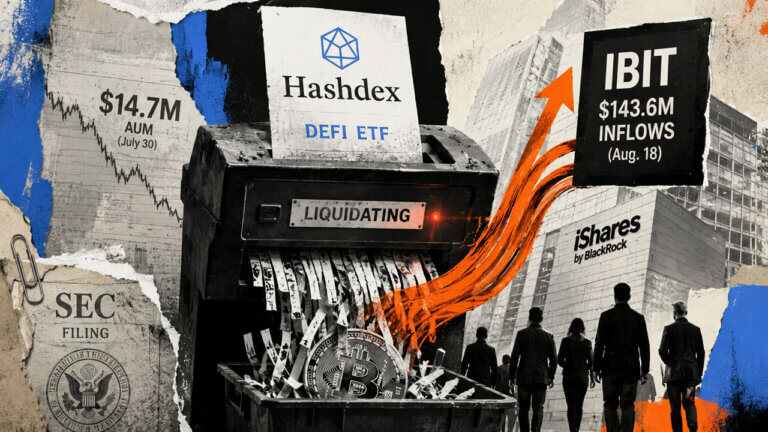 Hashdex DEFI ETF is shredded during liquidation as orange capital flows toward BlackRock’s IBIT and its $143.6 million inflow.