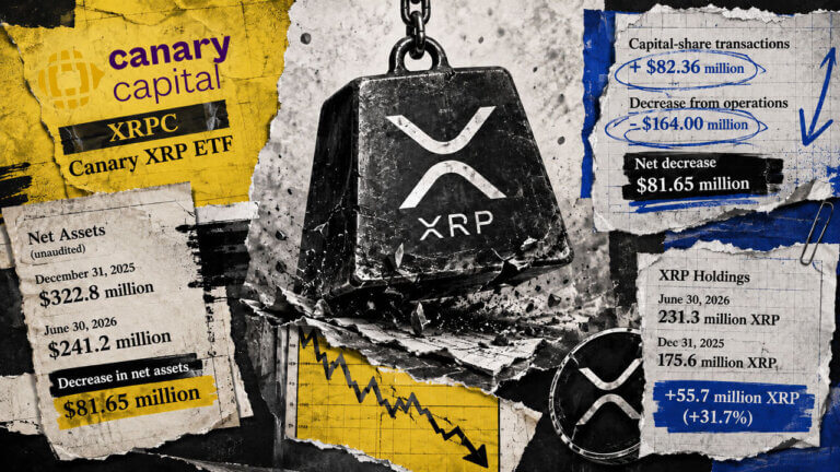 Heavy XRP weight symbolizes market pressure as XRPC holdings rise 31.7% while net assets decline by $81.65 million.