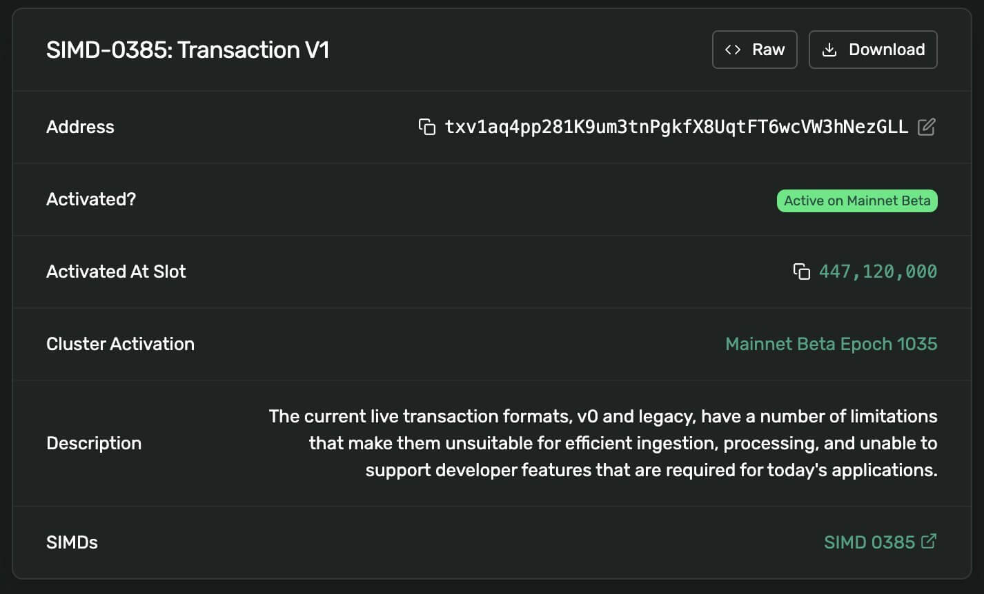 Solana V1 Transaction