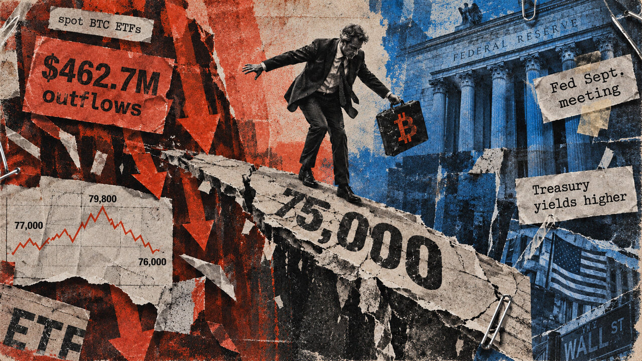 Bitcoin ETFs just lost $463 million as the Fed puts BTC at risk of losing $75,000