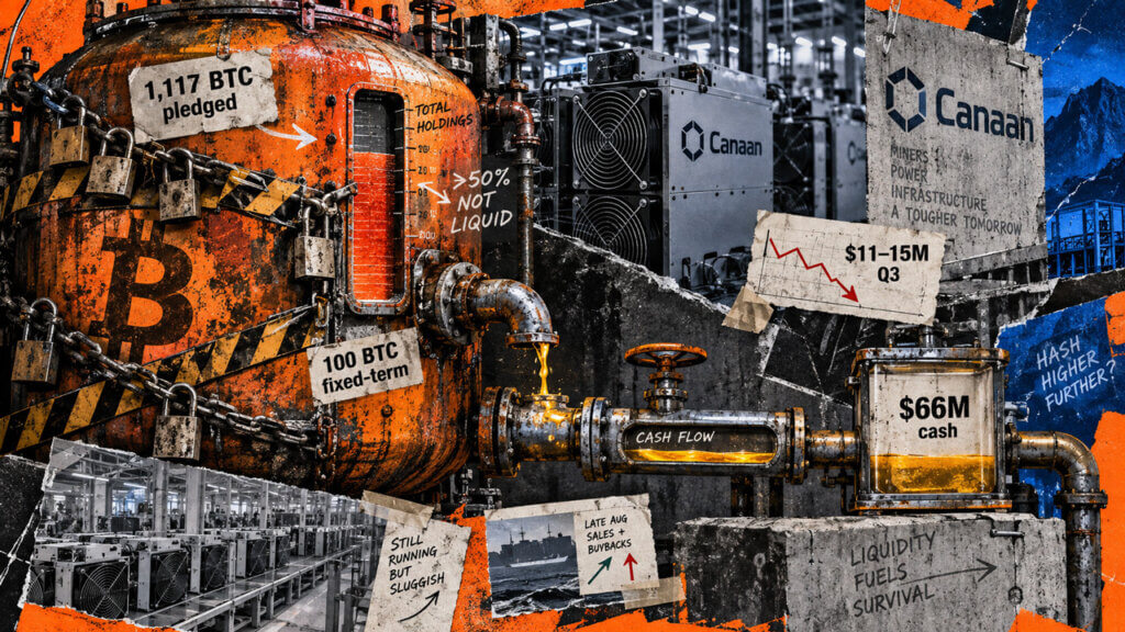 Locked Bitcoin collateral feeds a narrow cash-flow system while Canaan’s mining hardware business faces declining demand and tighter liquidity.