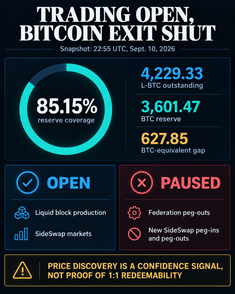 L-BTC resumes trading with reserves covering just 85% of supply