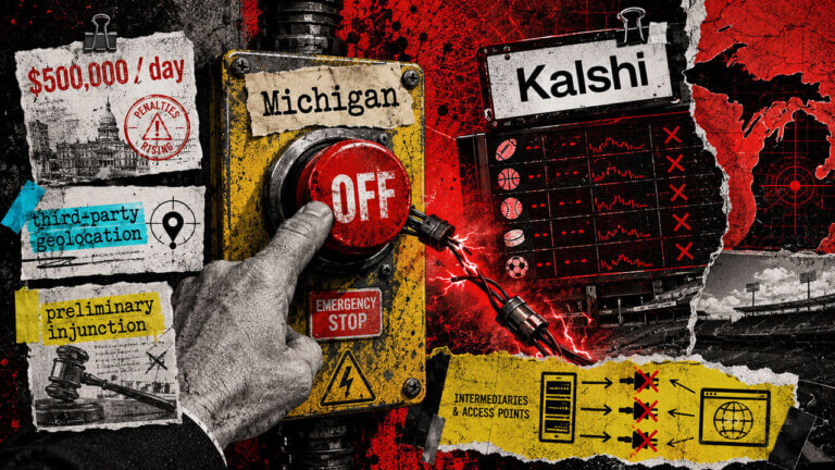 Michigan triggers an emergency stop on Kalshi sports markets while geolocation controls and daily fines enforce the injunction.