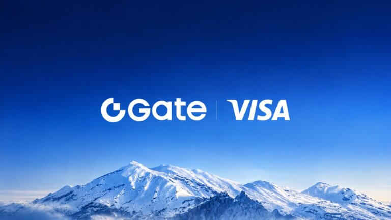 Gate and Visa logos above a mountain landscape